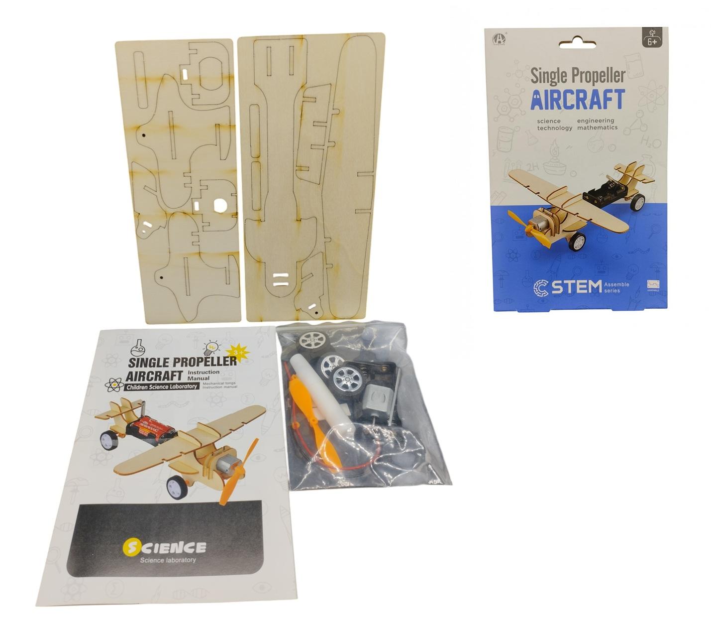AVION DE MADERA A PILA PARA ARMAR (STEM)
